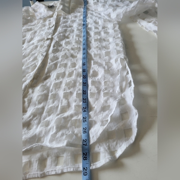 Ivano Boni Sheer Grid Plaid Cover-up Overlay Shirt White Large? - Picture 11 of 12
